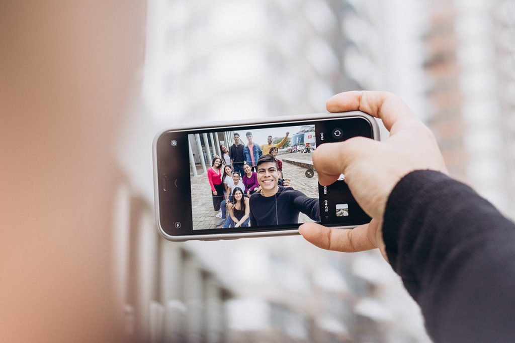 A group of friends taking a selfie together