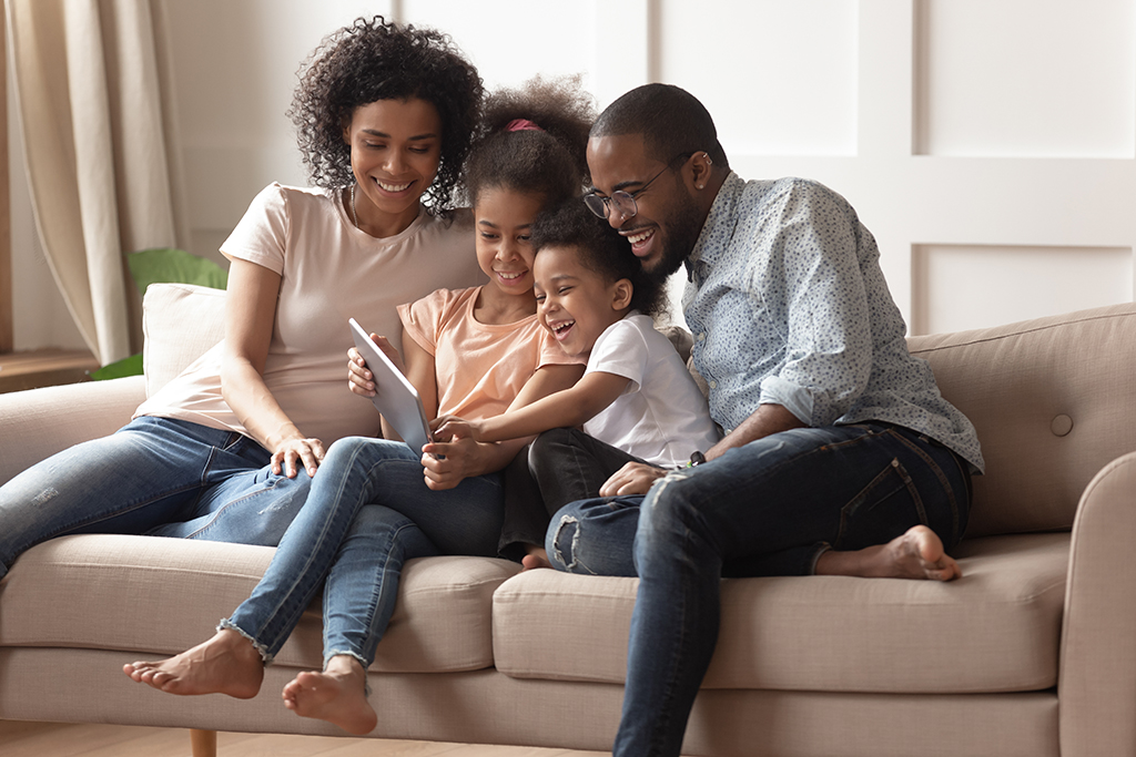 Parent using parental control application on a smartphone